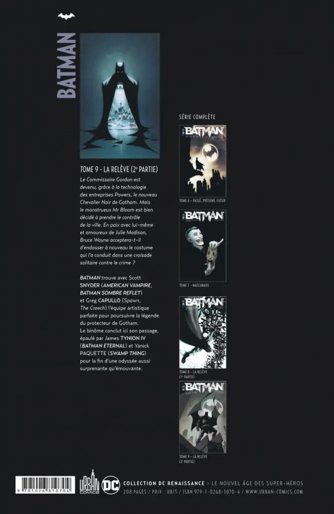 Verso de l'album Batman Tome 9 La Relève - 2e partie