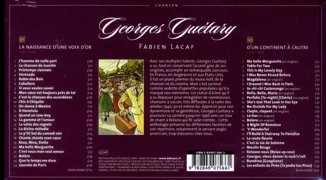 Verso de l'album BD Chanson Georges Guétary