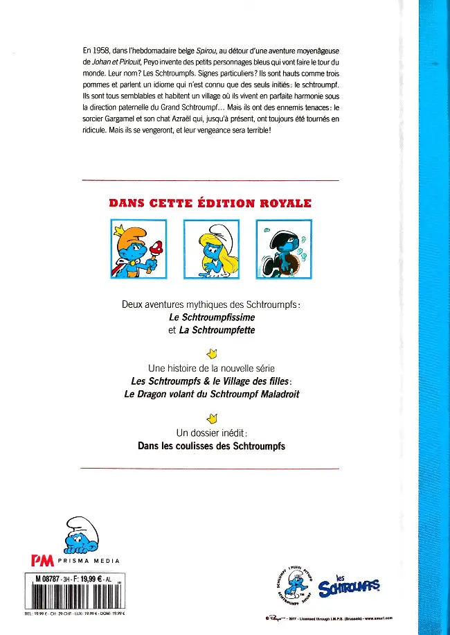 Verso de l'album Les Schtroumpfs Édition Royale