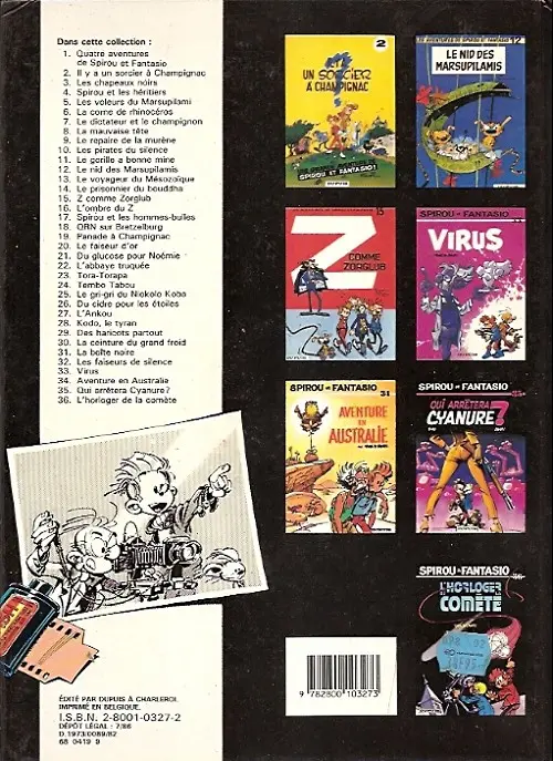 Verso de l'album Spirou et Fantasio Tome 23 Tora Torapa