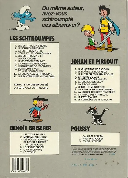 Verso de l'album Johan et Pirlouit Tome 12 Le pays maudit