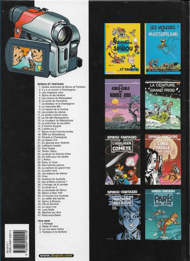 Verso de l'album Spirou et Fantasio Tome 19 Panade à Champignac