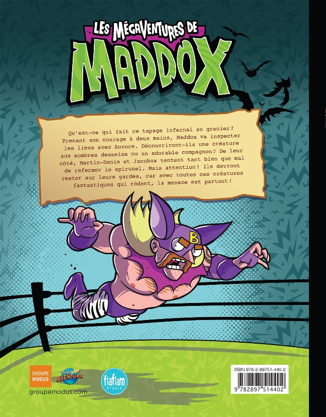 Verso de l'album Les mégaventures de Maddox Tome 3 Un vampire au grenier