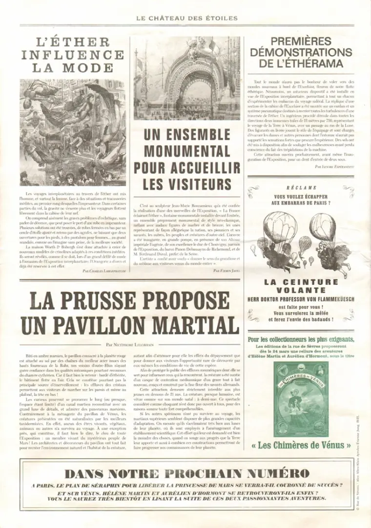 Verso de l'album Le Château des étoiles Le Château des Etoiles - Gazette N° 17 L'exposition interplanétaire de 1875, suivi de Les Chimères de Vénus 5/6