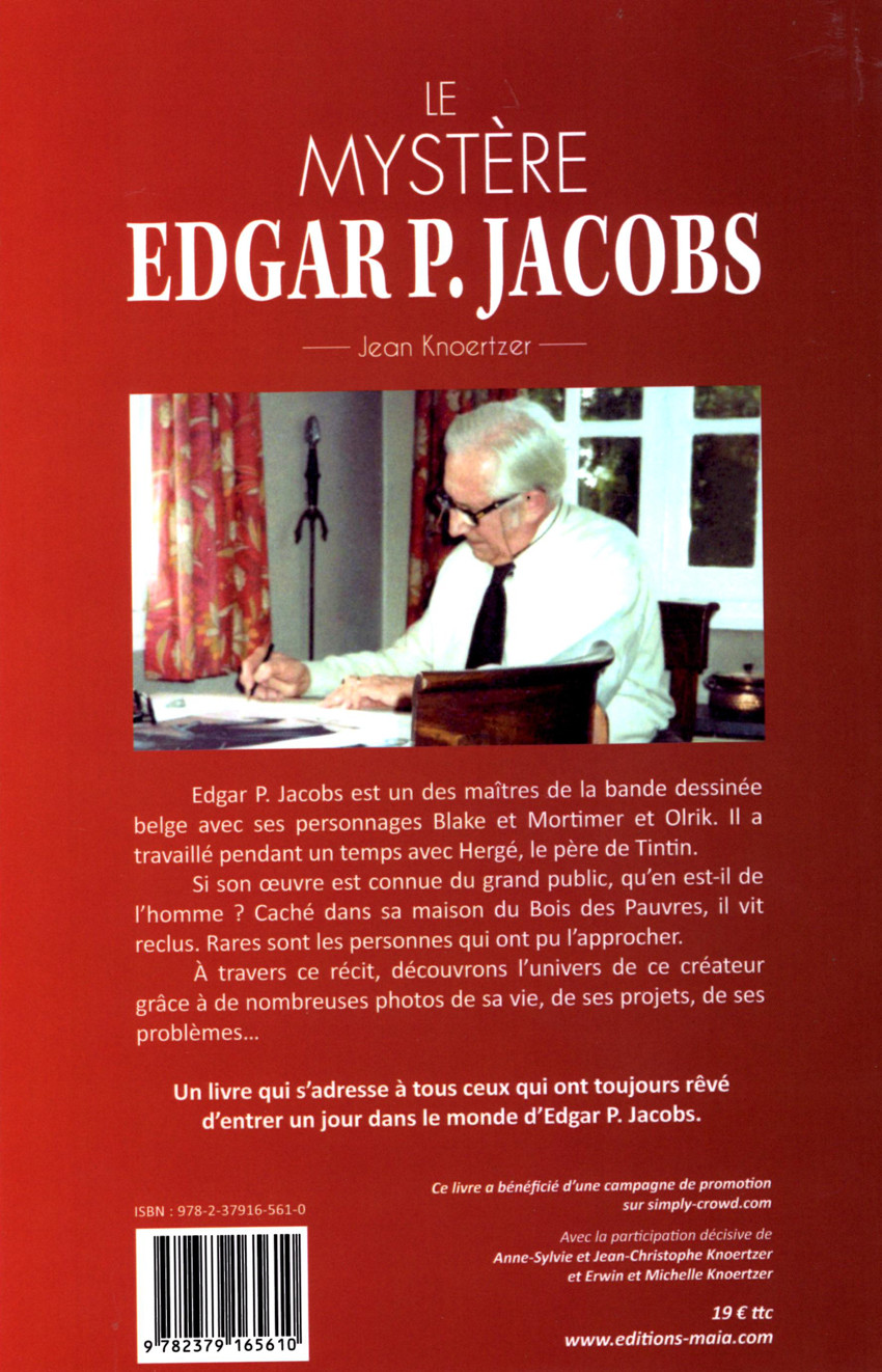 Verso de l'album Le mystère Edgard P. Jacobs