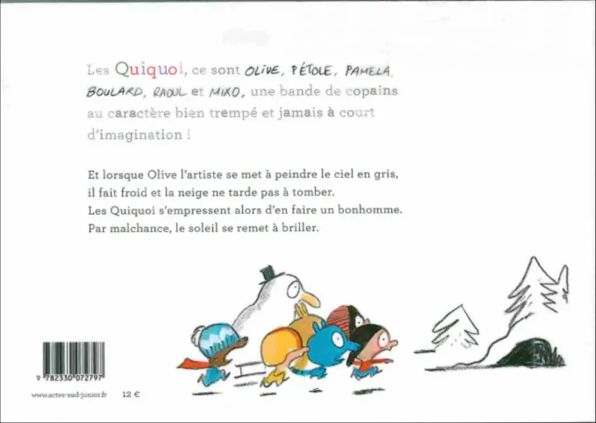 Verso de l'album Les quiquoi Les Quiquoi et le bonhomme de neige qui ne voulait pas fondre