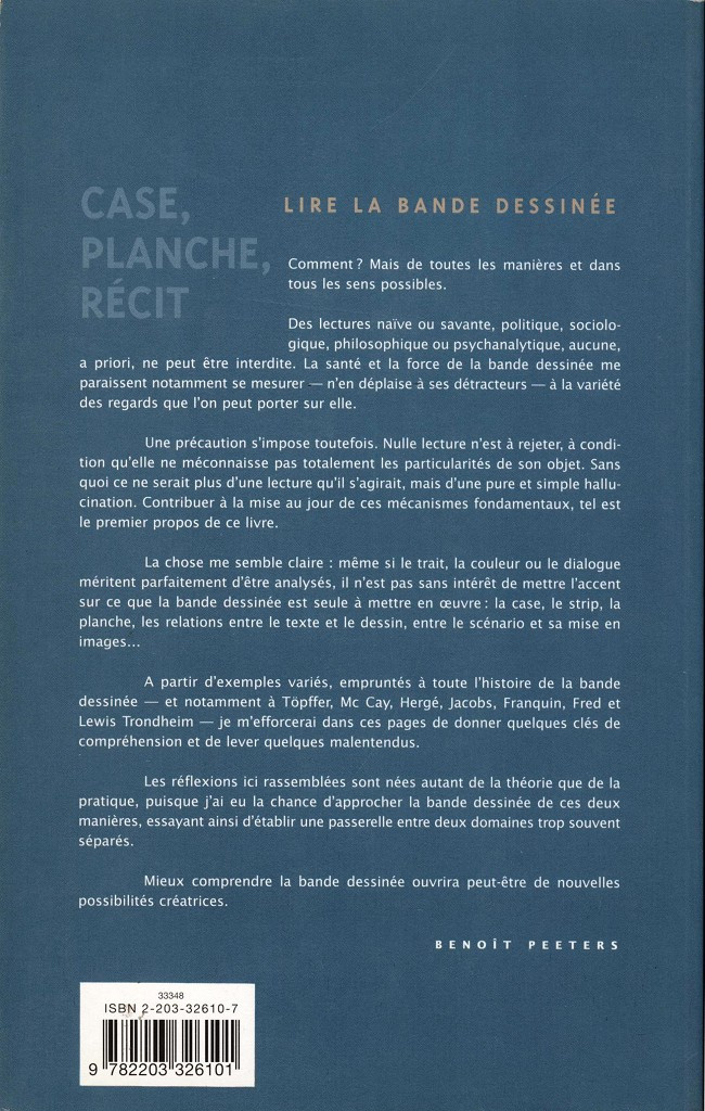 Verso de l'album Case, Planche, Récit Lire La Bande Dessinée