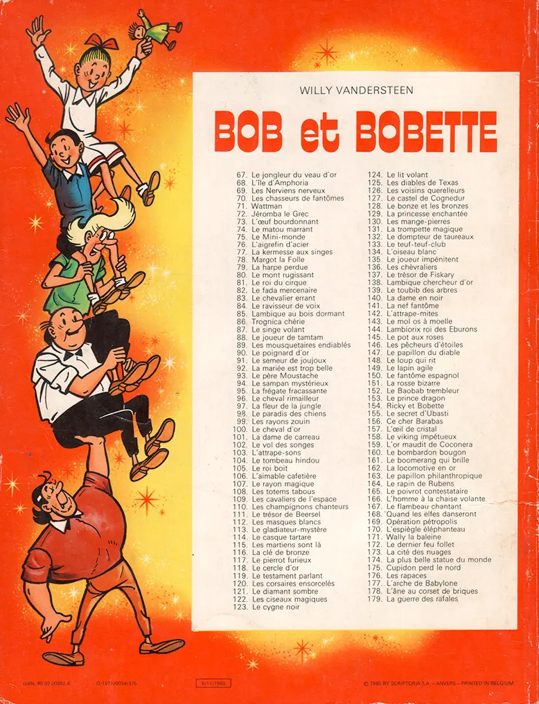 Verso de l'album Bob et Bobette Tome 79 La harpe perdue
