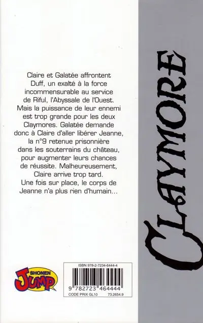 Verso de l'album Claymore Tome 9 Le gouffre de l'enfer