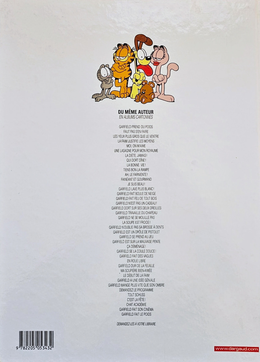 Verso de l'album Garfield Tome 35 Demandez le programme