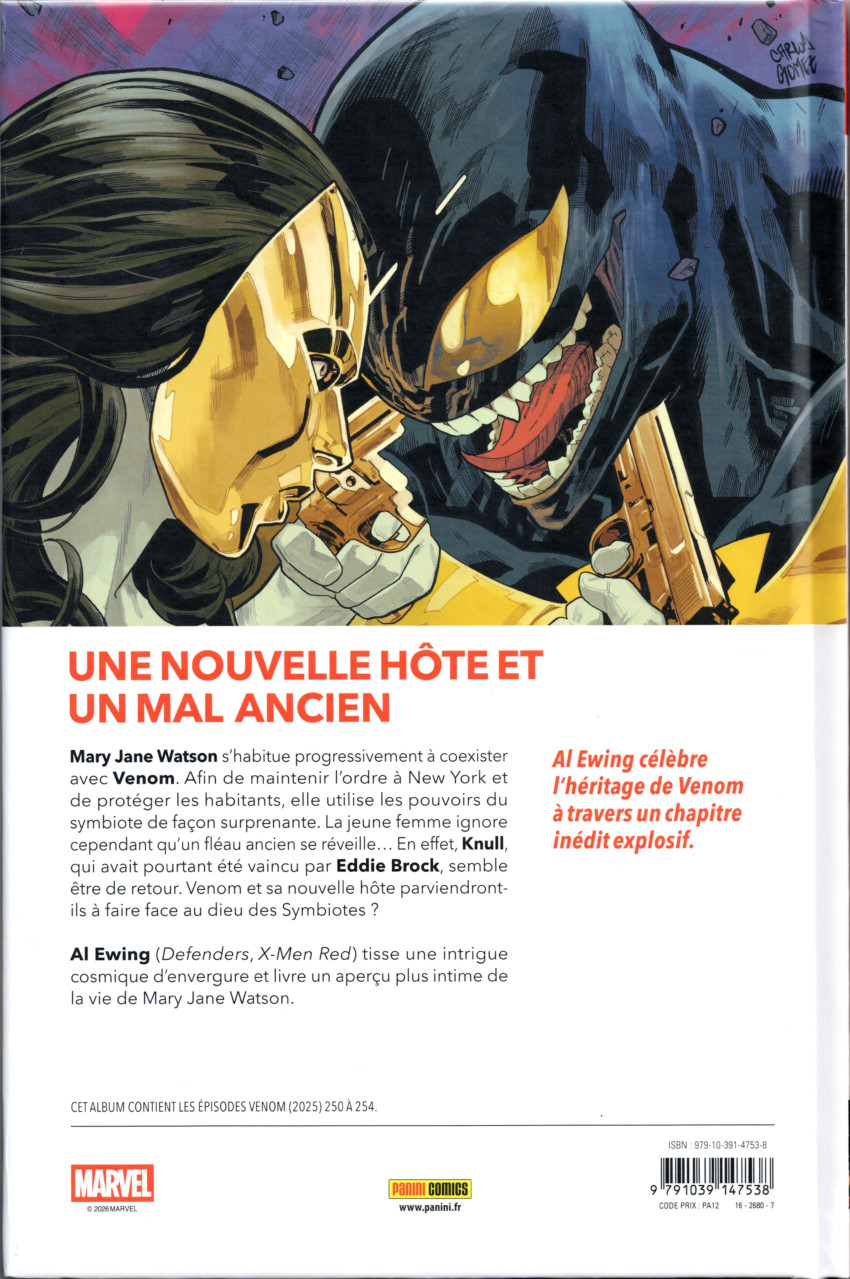 Verso de l'album Venom Tome 1 La nouvelle reine