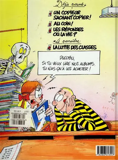 Verso de l'album L'Élève Ducobu Tome 3 Les réponses ou la vie ?