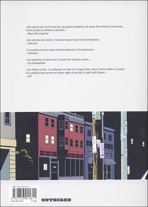 Verso de l'album Insomnie et autres histoires