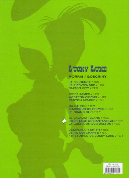 Verso de l'album Lucky Luke Tome 4 Le cavalier blanc / l'héritage de rantanplan / la guérison des dalton