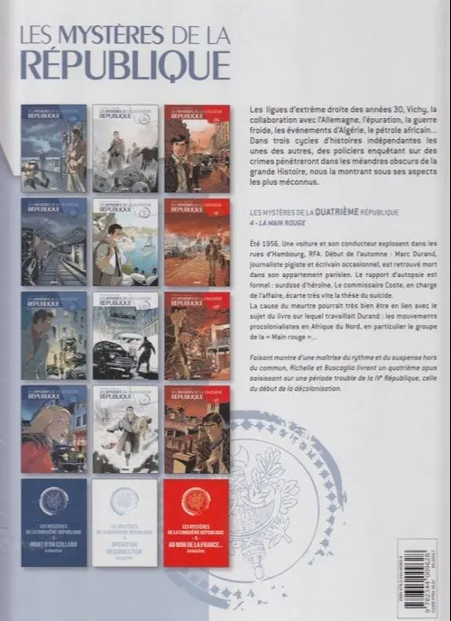 Verso de l'album Les Mystères de la Quatrième République Tome 4 La main rouge