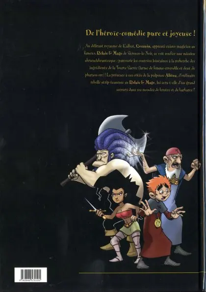 Verso de l'album Relais & Mago Tome 1 Les aventuriers de la Tourte Sacrée