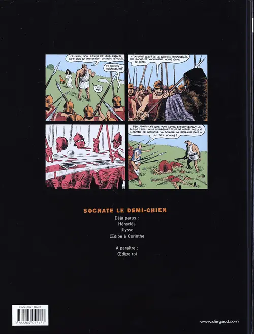 Verso de l'album Socrate le demi-chien Tome 3 Œdipe à Corinthe
