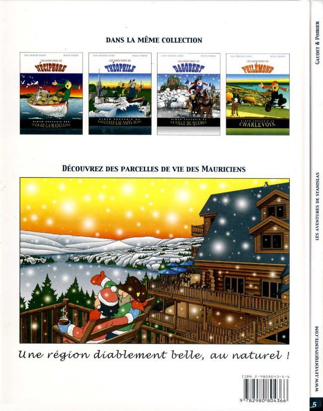 Verso de l'album Le Tour du Québec en BD Tome 5 Les aventures de Stanislas
