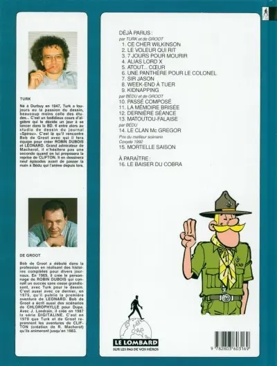 Verso de l'album Clifton Tome 3 7 jours pour mourir