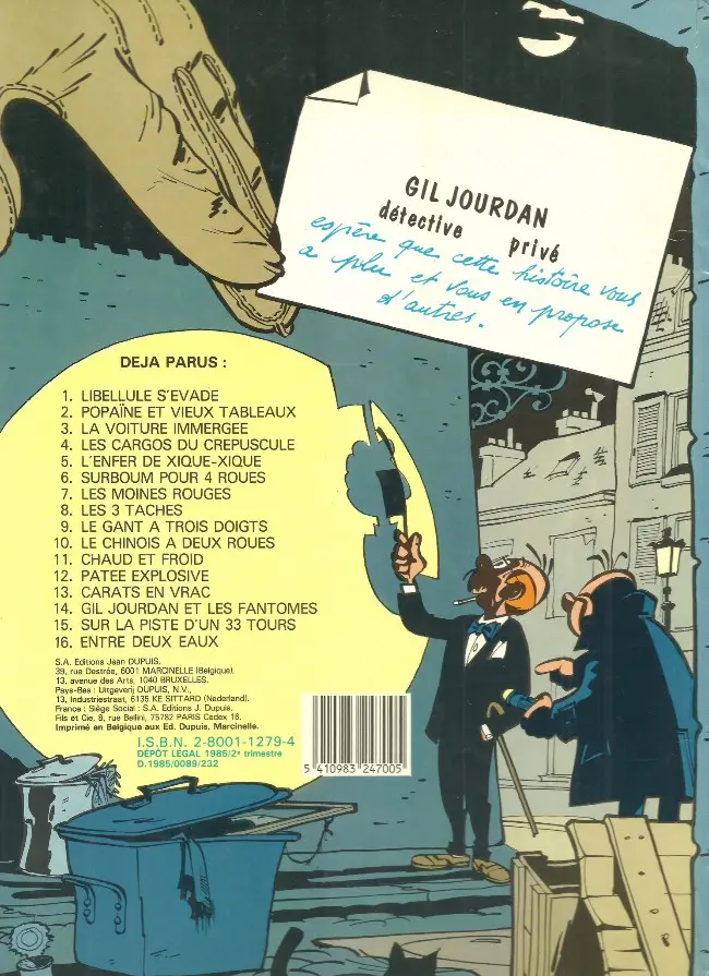 Verso de l'album Gil Jourdan Tome 4 Les cargos du crépuscule
