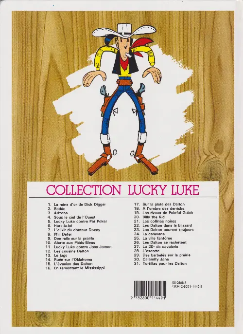 Verso de l'album Lucky Luke Tome 9 Des rails sur la prairie