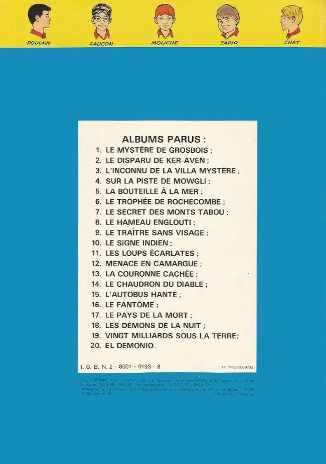 Verso de l'album La Patrouille des Castors Tome 3 L'Inconnu de la Villa Mystère