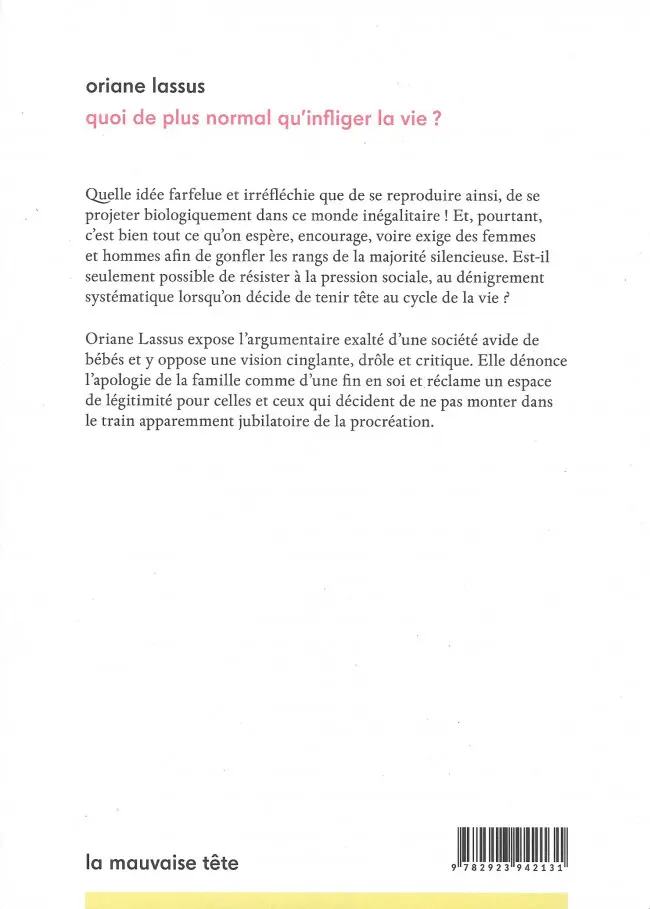 Verso de l'album Quoi de plus normal qu'infliger la vie ?