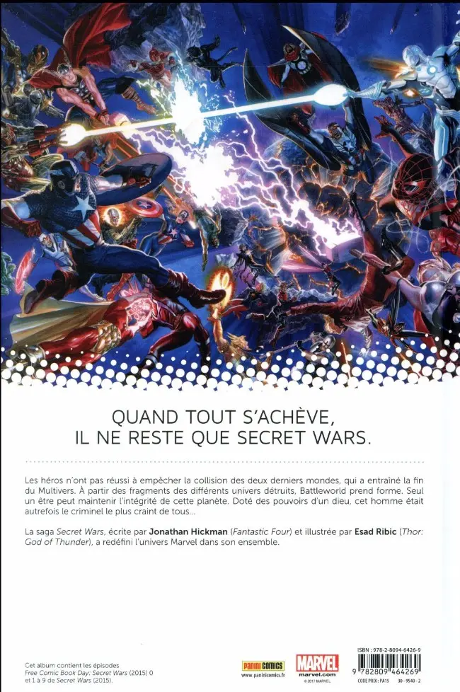 Verso de l'album Secret Wars