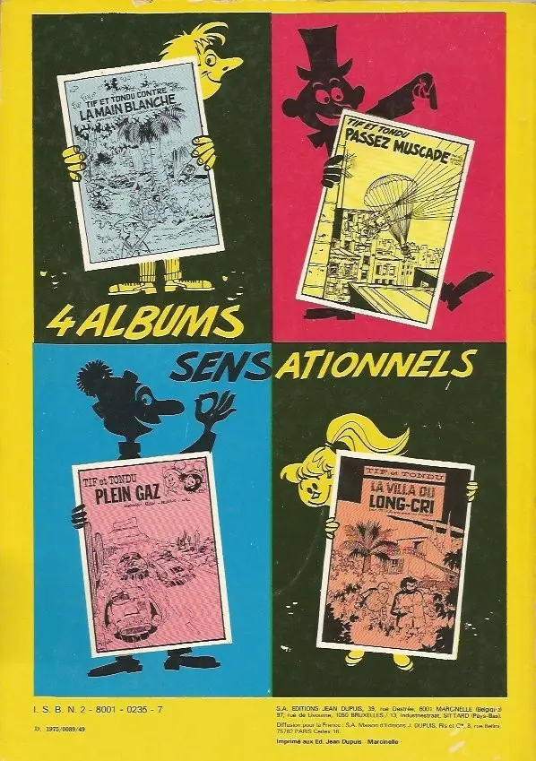 Verso de l'album Tif et Tondu Tome 5 Le retour de Choc