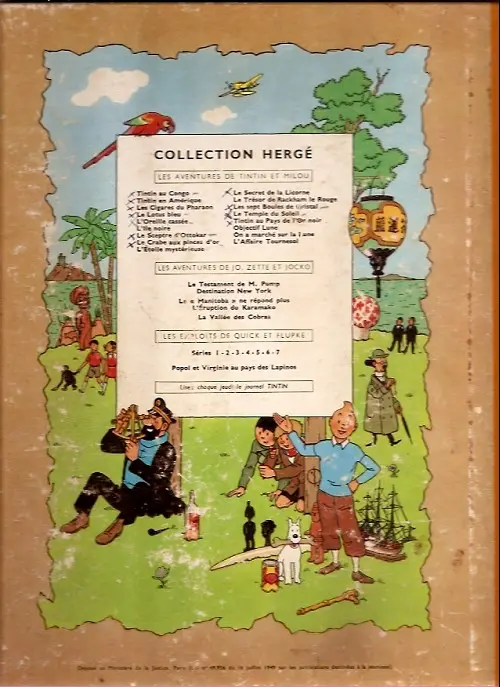 Verso de l'album Tintin Tome 5 Le lotus bleu