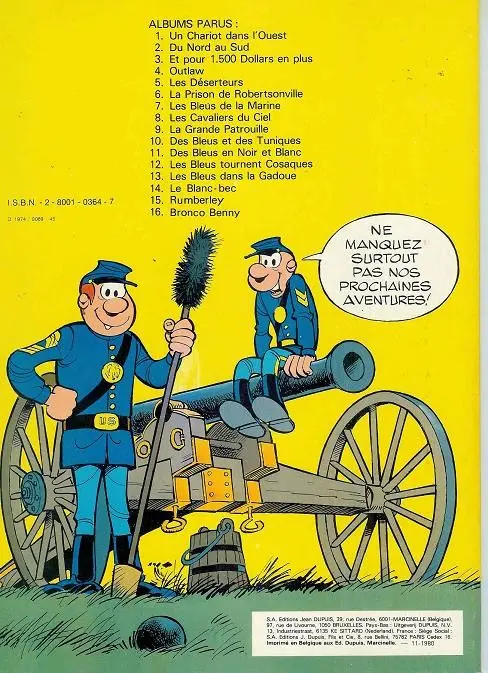 Verso de l'album Les Tuniques Bleues Tome 5 Les déserteurs