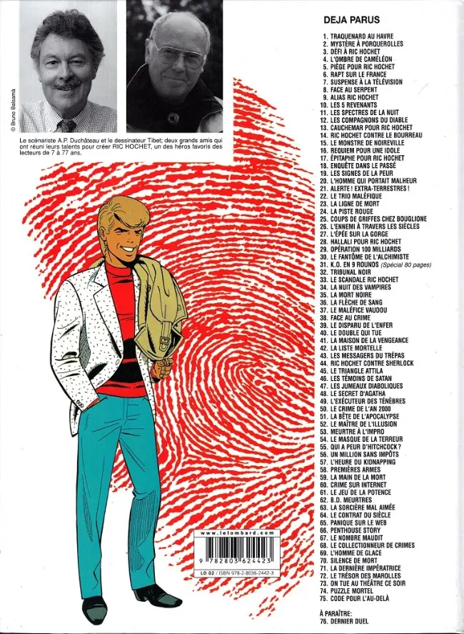 Verso de l'album Ric Hochet Tome 75 Code pour l'au-delà