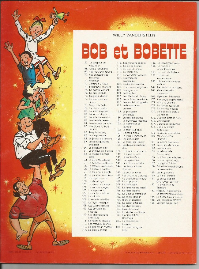 Verso de l'album Bob et Bobette (Publicitaire) L'île inconnue