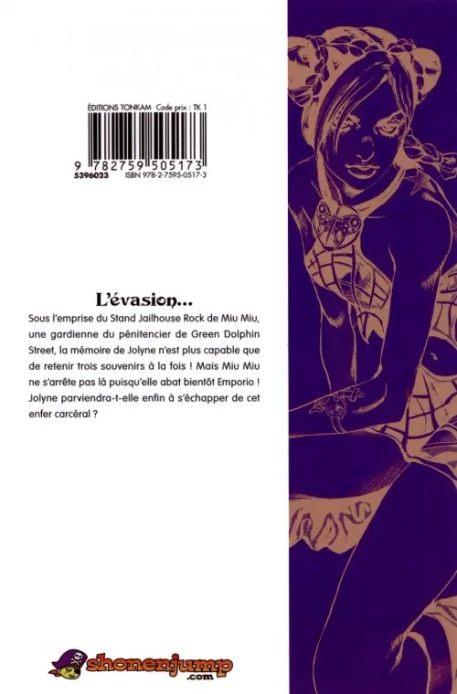 Verso de l'album Jojo's Bizarre Adventure - Stone Ocean 12 L'évasion...