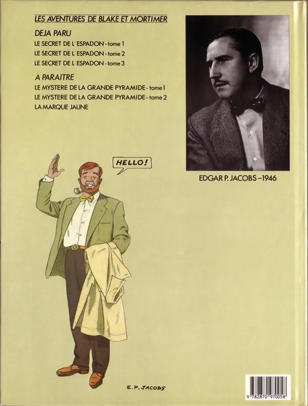 Verso de l'album Blake et Mortimer Tome 3 Le Secret de l'Espadon