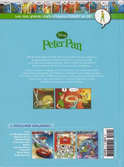 Verso de l'album Les plus grands chefs-d'œuvre Disney en BD Tome 11 Peter Pan