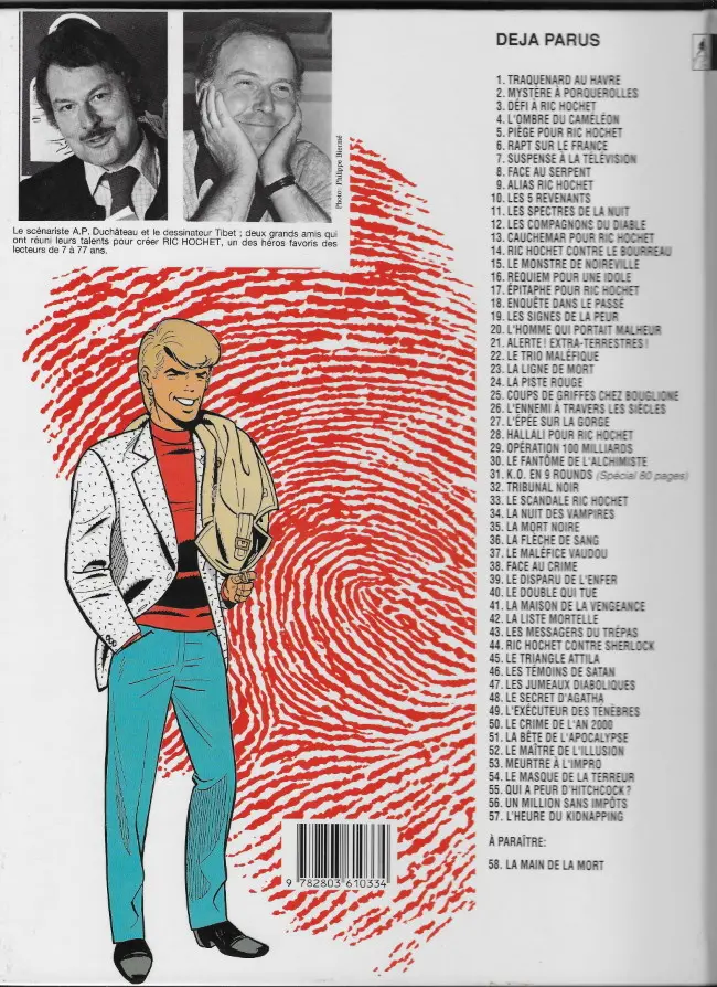 Verso de l'album Ric Hochet Tome 52 Le maître de l'illusion