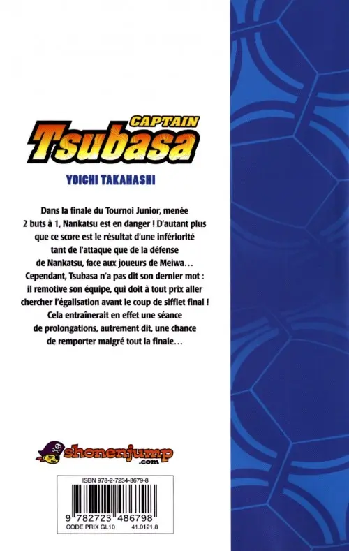 Verso de l'album Captain Tsubasa Tome 11 Le coup d'envoi des prolongations