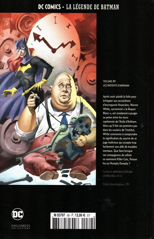 Verso de l'album DC Comics - La Légende de Batman Volume 89 Les patients d'arkham