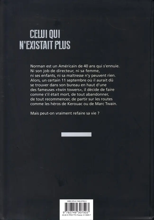 Verso de l'album Celui qui n'existait plus