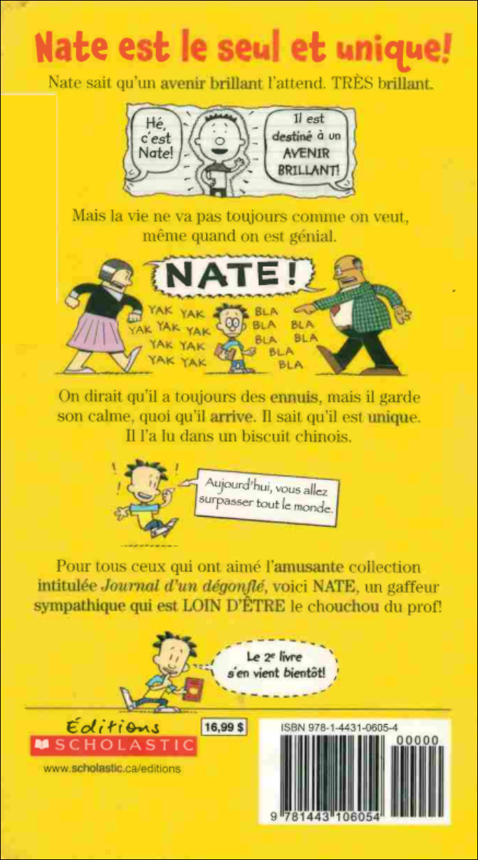 Verso de l'album Nate 1 Nate, le seul et unique