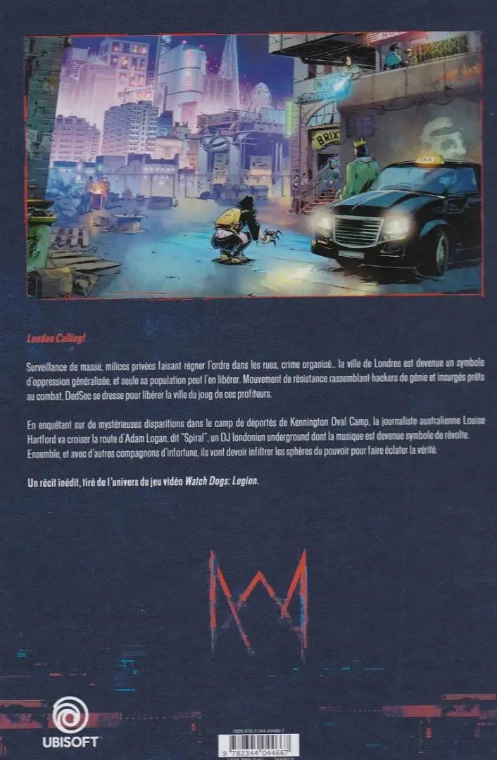 Verso de l'album Watch Dogs Legion Tome 1 Underground Resistance