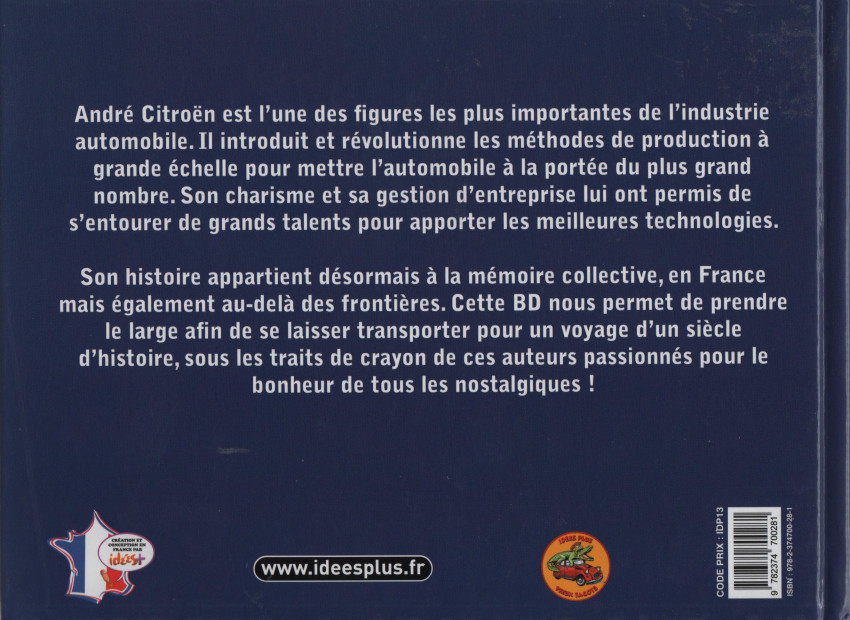 Verso de l'album Vieux Tacots Tome 10 100 ans d'histoire pour Citroën 1919-2019