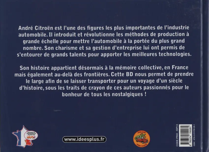 Verso de l'album Vieux Tacots Tome 10 100 ans d'histoire pour Citroën 1919-2019