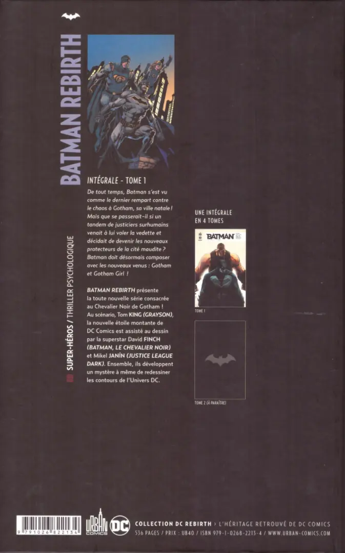Verso de l'album Batman Rebirth Intégrale Tome 1