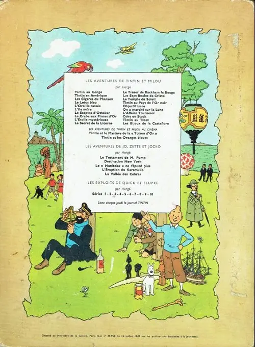 Verso de l'album Tintin Tome 13 Les 7 boules de cristal
