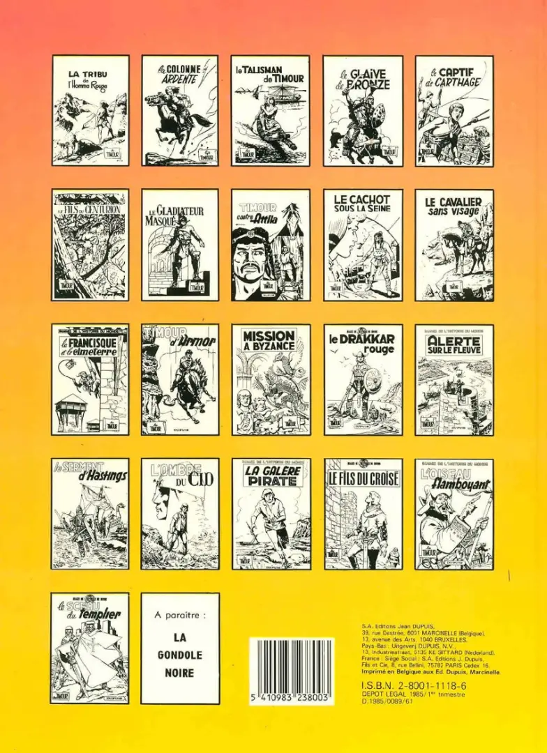 Verso de l'album Les Timour Tome 7 Le gladiateur masque