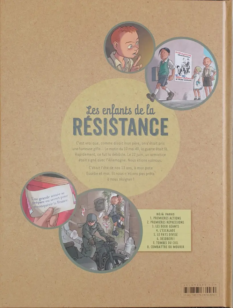 Verso de l'album Les Enfants de la Résistance Tome 1 Premières actions