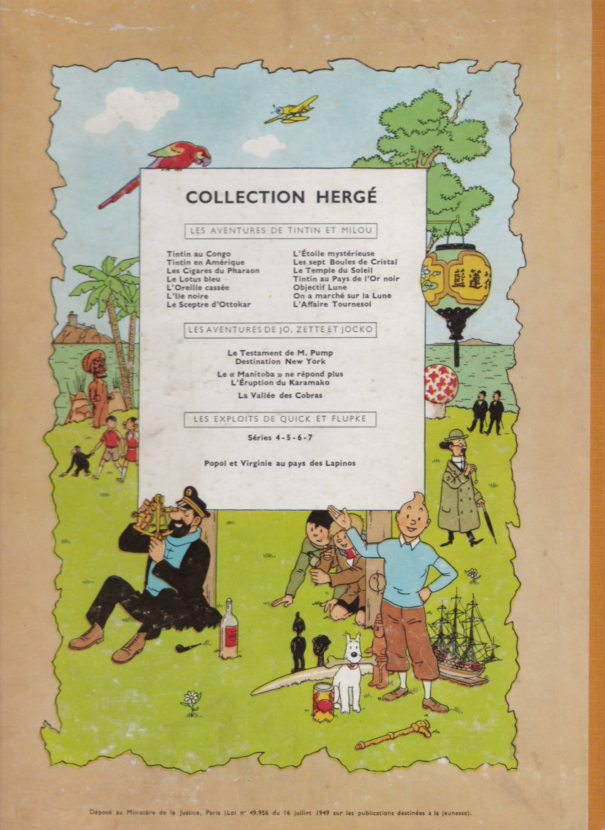 Verso de l'album Tintin Tome 13 les 7 boules de cristal