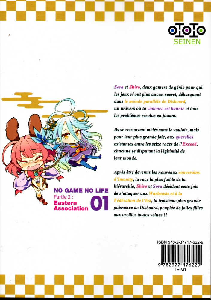 Verso de l'album No Game no Life Partie 2 : Eastern Association Tome 01